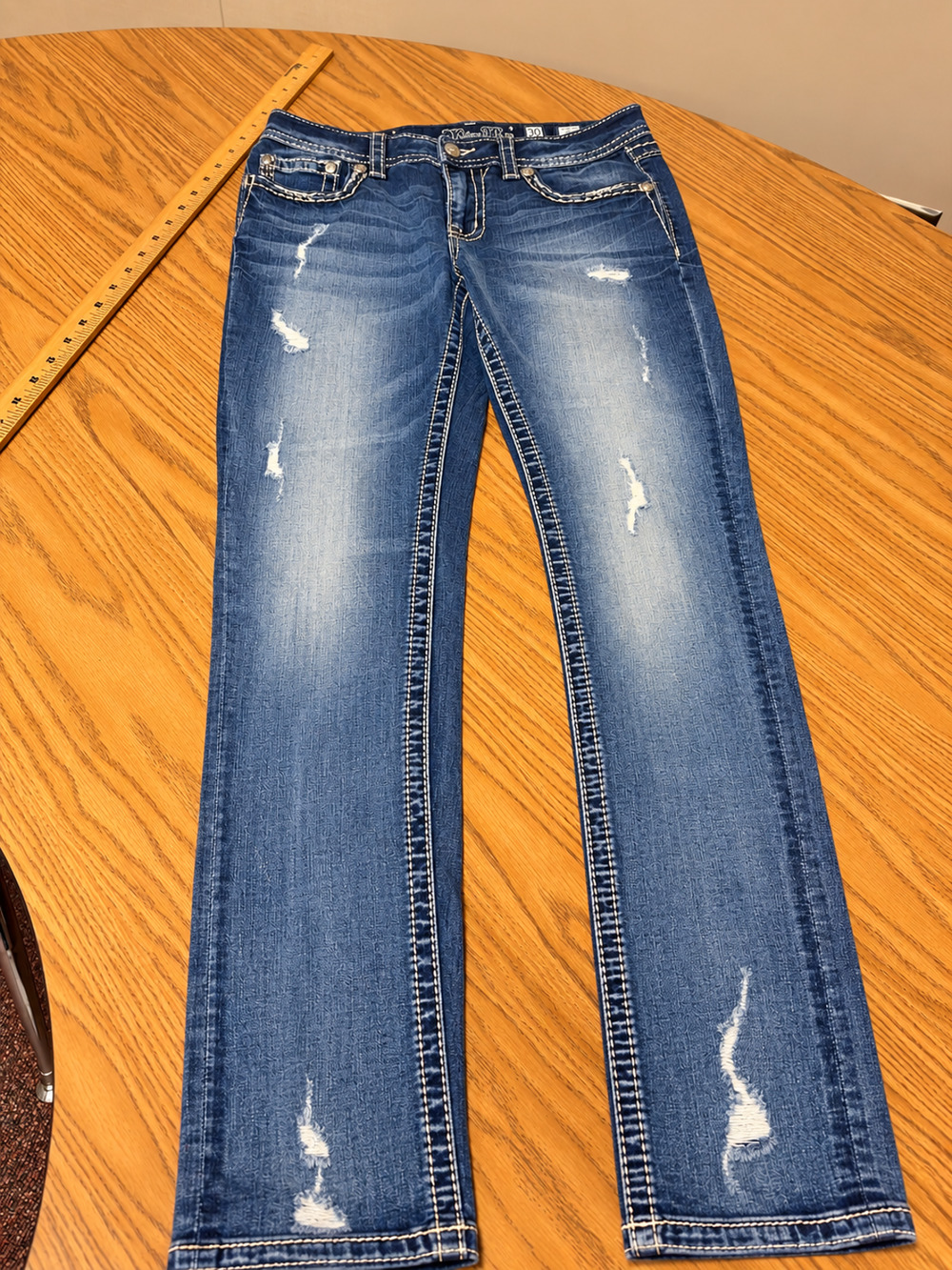Miss Me Women’s Jeans Size 30 Mid Rise Skinny Distressed Blue Denim
